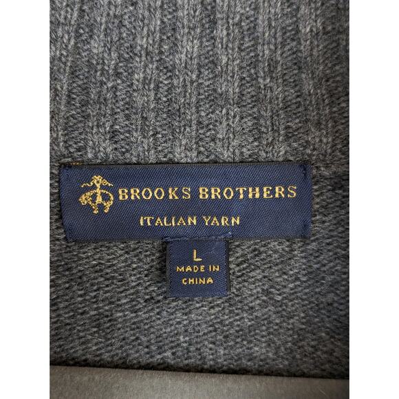 Brooks Brothers Sweater Diamond Cable Knit Merino Wool Gray Preppy Size L - Picture 8 of 10